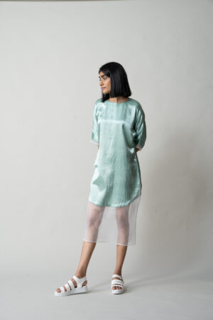 Aqua Lustrous Gaji Silk Tunic - Image 6