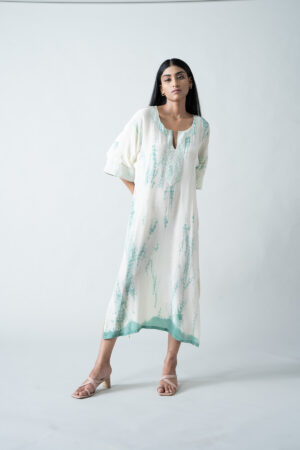 Handcrafted Tie-Dye Natural Crepe Kaftan