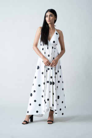 Polka Dot Halter Maxi Dress