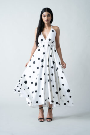 Polka Dot Halter Maxi Dress - Image 4