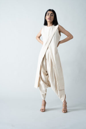 Crossover Open-Front Top with Textured Lace in Kora Fabric