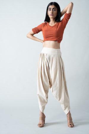 Ecru Kora Cotton Dhoti Pants