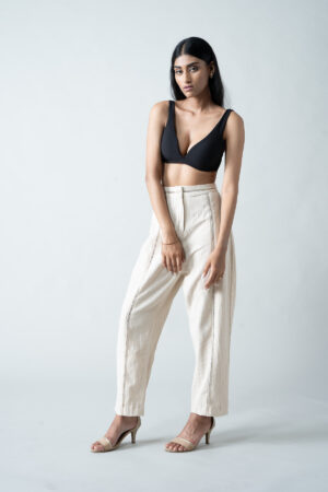 High-Rise Ecru Pants