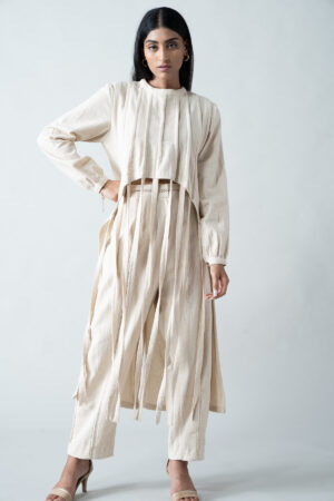 Ecru Kora High-Low Jacket Top