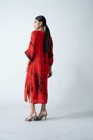 Red & Black Tie-Dye Kaftan Dress - Image 4