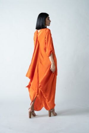 Vibrant Orange Bias-Cut Crepe Dress - Image 3