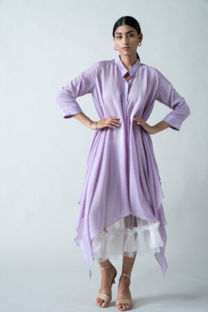 Lavender Flowy Shirt Dress
