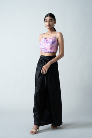 Black Gaji Silk Wrap-Around Pants